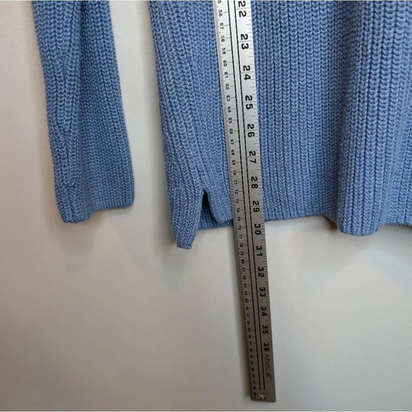 TALBOTS Blue Scoop Crew Neck Patterned Knit 100% Cotton Sweater Womans Medium - Picture 6 of 7